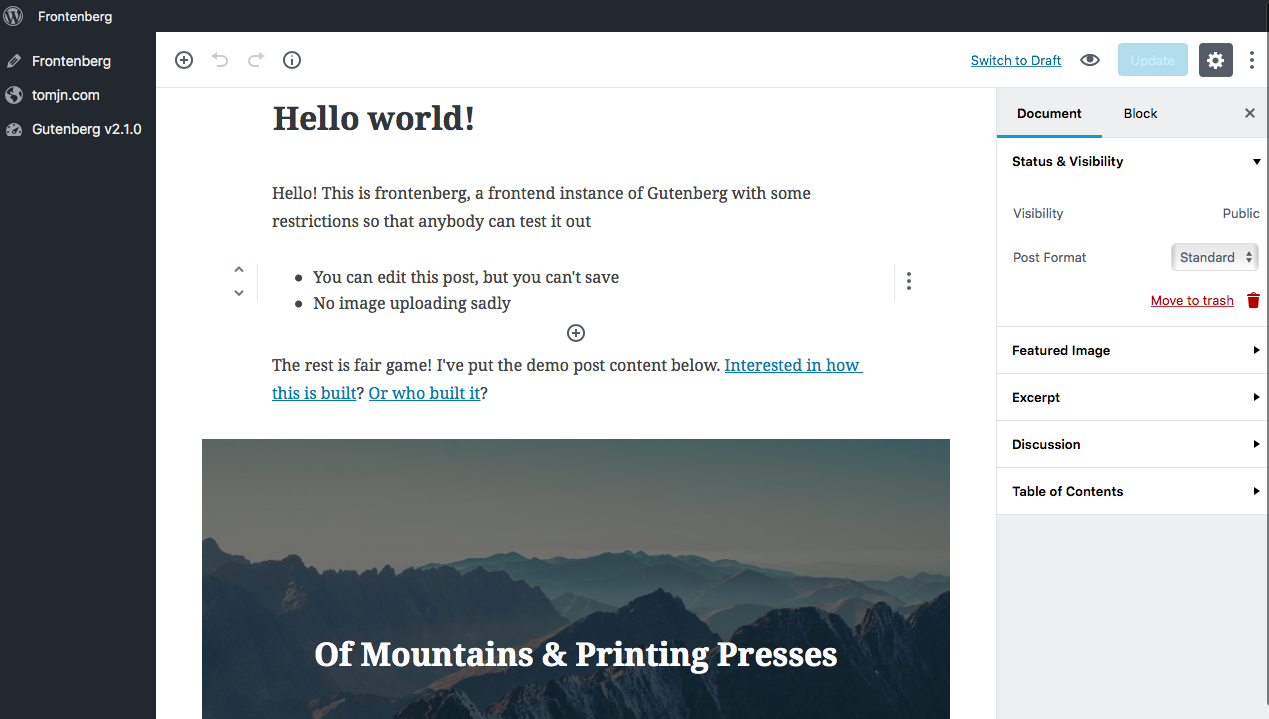Gutenberg Editor - WordPress 5.0